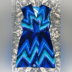 Twelfth Street by Cynthia Vincent Blue Boho Chevron Sheath Mini Dress